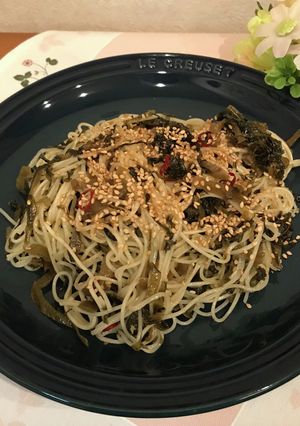 高菜(かぶの葉)そうめんチャンプルー-レシピのメイン写真