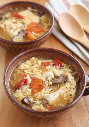 ぽかぽか♫豆腐とトマトのふわふわ卵スープ-レシピのメイン写真