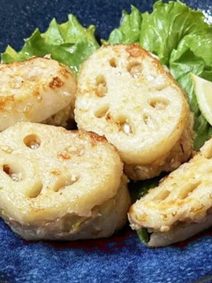 シャキシャキ歯応え 蓮根のはさみ焼き-レシピのメイン写真