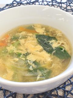 【給食レシピ】モロヘイヤのかきたま汁-レシピのメイン写真