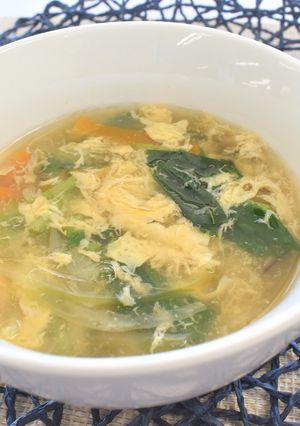 【給食レシピ】モロヘイヤのかきたま汁-レシピのメイン写真