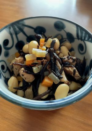 乾燥大豆でヒジキ入り五目煮(無水鍋使用)-レシピのメイン写真