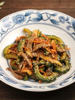 簡単!レバーとゴーヤとエリンギの炒め物-レシピのメイン写真