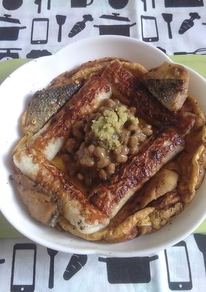 納豆載せ寅ちくわ入り玉子焼き-レシピのメイン写真