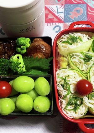 9/18 ﾖｯﾁｬﾝ素麺&肉巻き弁当-レシピのメイン写真