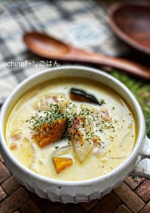 ミキサー要らず♡かぼちゃの豆乳スープ-レシピのメイン写真