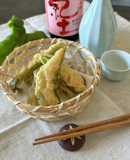 万願寺とうがらしの海老真薯詰め天ぷら