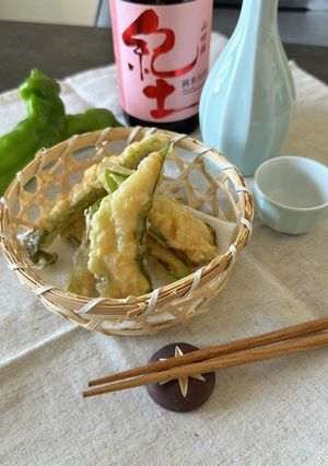 万願寺とうがらしの海老真薯詰め天ぷら-レシピのメイン写真