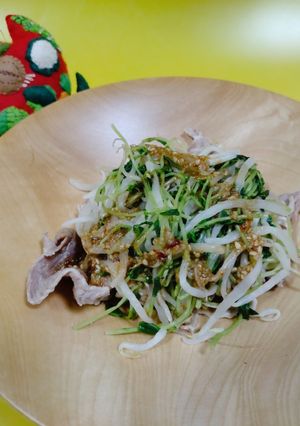 ゆでしゃぶともやしと豆苗のサラダ　-レシピのメイン写真