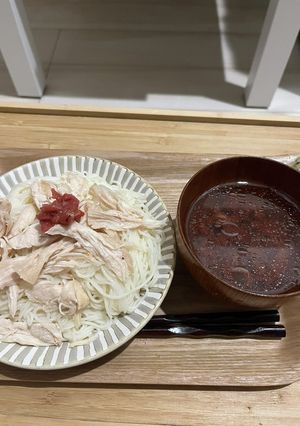 茹で鶏と梅そうめん-レシピのメイン写真