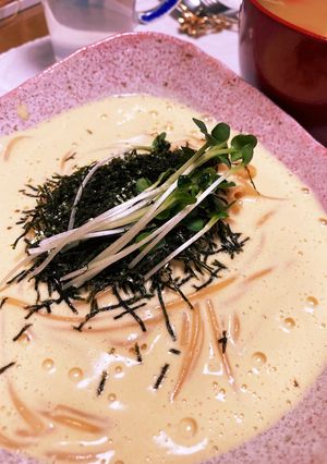 豆腐でウニクリーム風パスタ＆きのこスープ-レシピのメイン写真