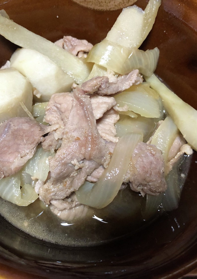 豚肉と玉ねぎとごぼうと里芋の煮物-レシピのメイン写真