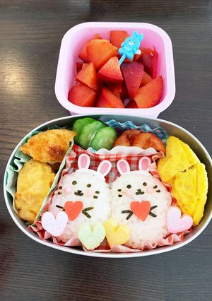 仲良しうさぎ弁当☆幼稚園用☆年少-レシピのメイン写真