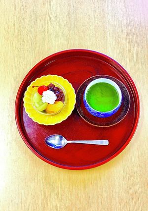 簡単スイーツ抹茶寒天フルーツ添え　お菓子-レシピのメイン写真