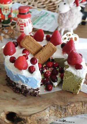 米粉のシフォンギミックケーキ〜スピルリナ-レシピのメイン写真