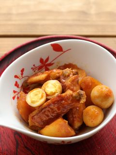 手羽中、ウズラ、ジャガのコチュジャン煮-レシピのメイン写真