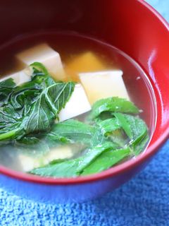 モロヘイヤと豆腐のシンプル味噌汁-レシピのメイン写真