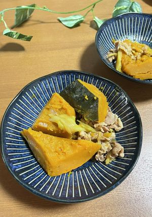 生姜香る♪豚肉・ねぎ・かぼちゃの煮物-レシピのメイン写真