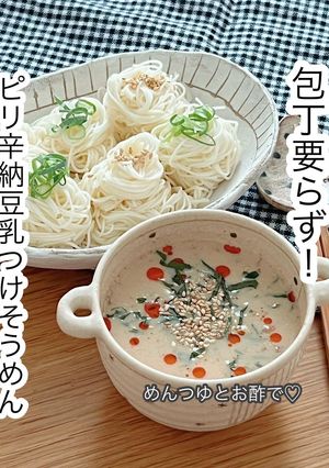 ピリ辛納豆乳つけそうめん-レシピのメイン写真