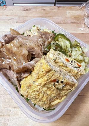 かんたん酢！キャベツ炒め&豚バラ肉お弁当-レシピのメイン写真
