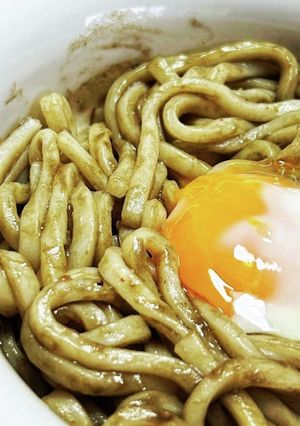 「黒味噌竹炭カルボ」うどん！-レシピのメイン写真