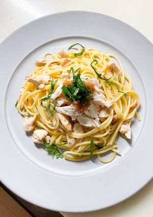 ごま油香る梅ささみパスタ-レシピのメイン写真