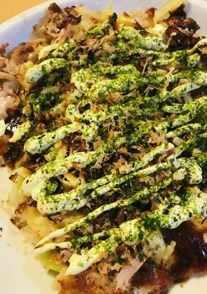 米粉お好み焼き●出汁入り豚玉焼きチーズ-レシピのメイン写真
