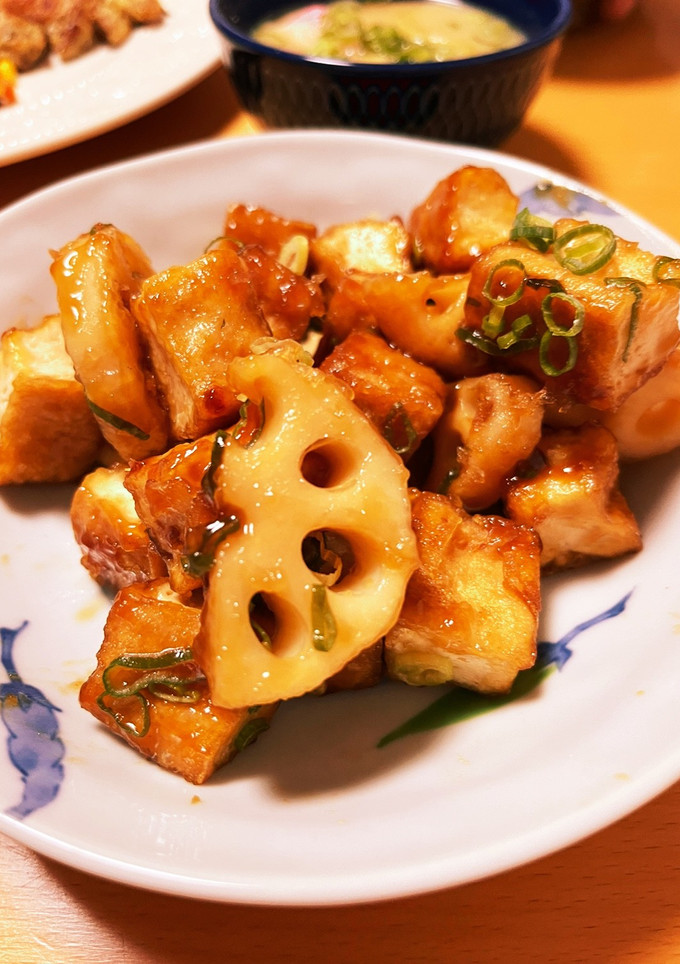 れんこんと厚揚げ豆腐の甘酢炒め-レシピのメイン写真