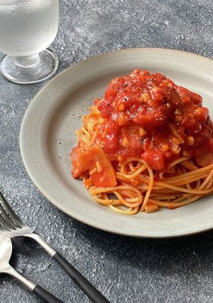 至福のベーコンとトマトのレンチンパスタ-レシピのメイン写真