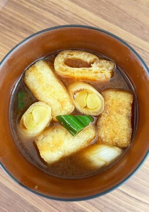 簡単☆カリカリ油揚げと焼き白葱のお味噌汁-レシピのメイン写真