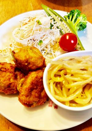 鶏ひき肉とごぼうとレンコンのつくね揚げ♡-レシピのメイン写真