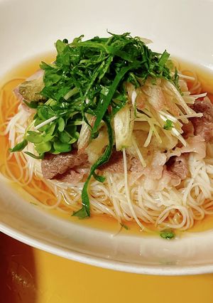 実山椒牛しゃぶと焼きナスの素麺-レシピのメイン写真