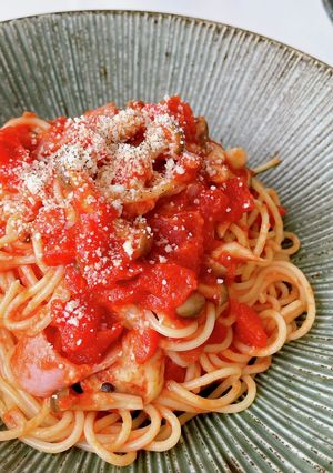 きのことベーコンのトマトチーズパスタ-レシピのメイン写真