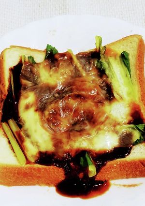 小松菜バター赤味噌おろしチーズトースト-レシピのメイン写真