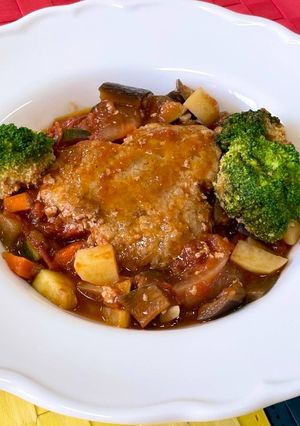 ミネストローネの煮込みハンバーグ-レシピのメイン写真