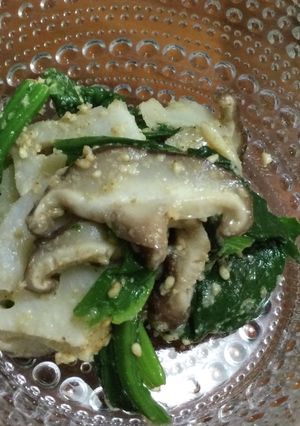 ☆レンジだけ 蓮根 ほうれん草 しいたけ-レシピのメイン写真
