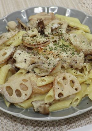 れんこんときのこのクリームペンネ-レシピのメイン写真