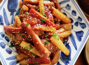 すぐできる！さつまいもと豚肉の甘辛炒め-レシピのメイン写真