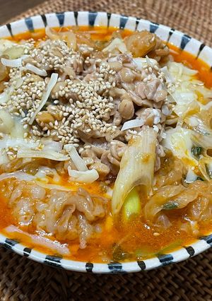 美活⭐︎納豆とチーズのキムチ鍋ヌードル-レシピのメイン写真