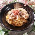 鮭ときのこの和風クリームスパゲティ