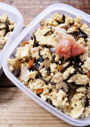 朝ごはん弁当！炒り卵豆腐とたらこ-レシピのメイン写真