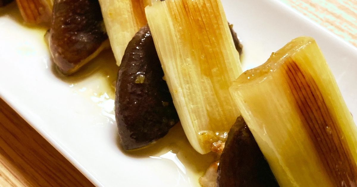 香り高い♪焼きネギと椎茸の柚子胡椒マリネ by めぶく農園