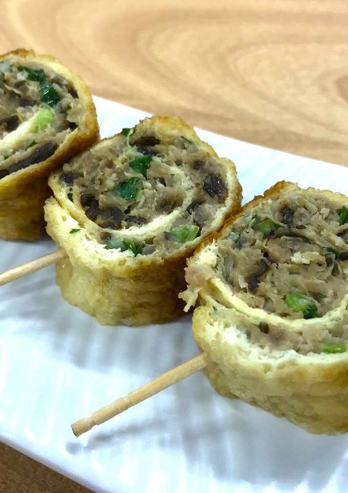 ひき肉と塩ふきこんぶの油揚げ巻き-レシピのメイン写真