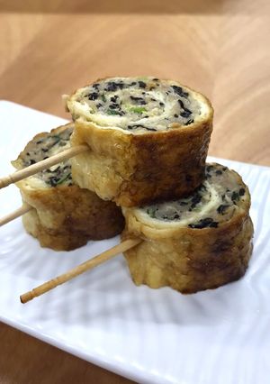 ひき肉とやわらかひじきの油揚げ巻き-レシピのメイン写真