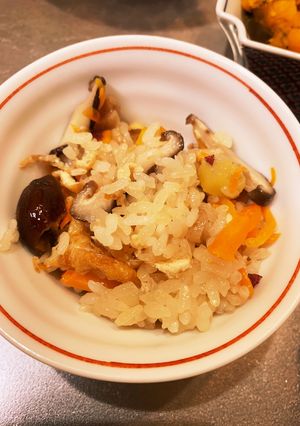 炊飯器で秋のお手軽鶏五目おこわ。-レシピのメイン写真