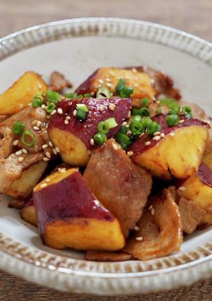 さつまいもと豚肉のオイスターソース炒め-レシピのメイン写真