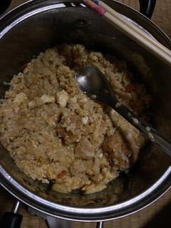 残りの松山揚げと冷凍唐揚げズボラ親子丼2-レシピのメイン写真