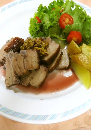 豚バラ肉deローストポーク赤ワインソース-レシピのメイン写真