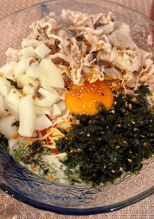 ピリ辛豚バラガッツリそうめん♡晩酌のお供-レシピのメイン写真