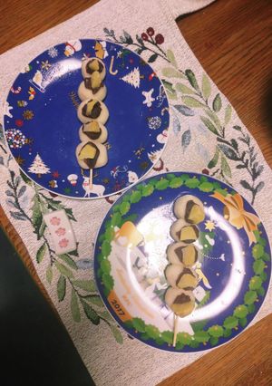 お月見団子にも!豆腐白玉に餡とゆで栗on-レシピのメイン写真